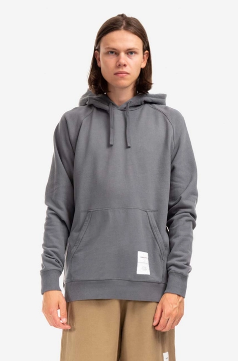 Памучен суичър Norse Projects Kristian Tab Series Hood N20-1294 1072 в сиво с качулка с изчистен дизайн