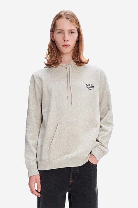 A.P.C. hanorac de bumbac Marvin bărbați, culoarea negru, cu glugă, cu imprimeu COEZD.H27733-MARINE