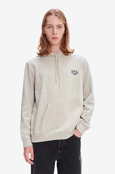 Bavlněná mikina A.P.C. Hoodie Marvin COEZD-H27733 BLACK pánská, černá barva, s kapucí, aplikací