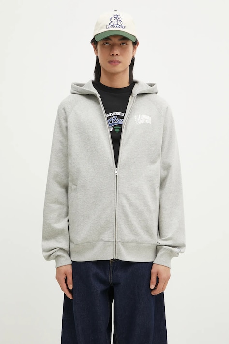 Bavlněná mikina Billionaire Boys Club pánská, šedá barva, s kapucí, s potiskem, BC006-HEATHERGRE