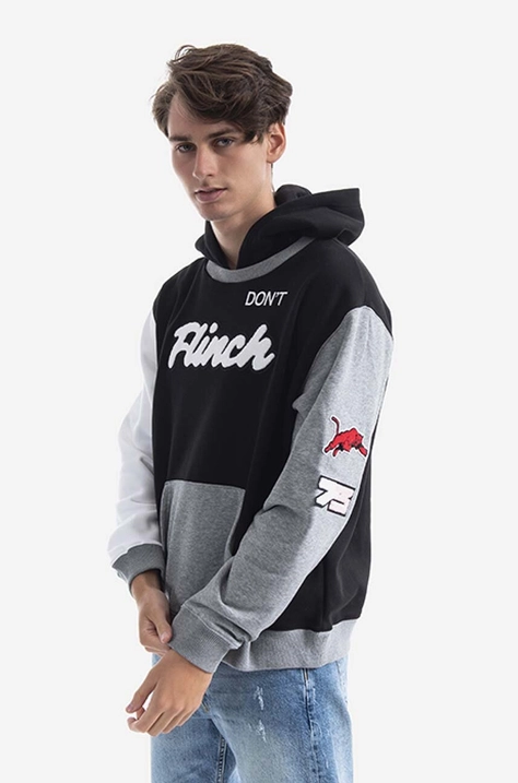 Кофта Puma Combine Hoodie чоловіча колір чорний з капюшоном з принтом 532102.03-black