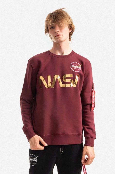 Кофта Alpha Industries мужская цвет красный с принтом 178309.605-red