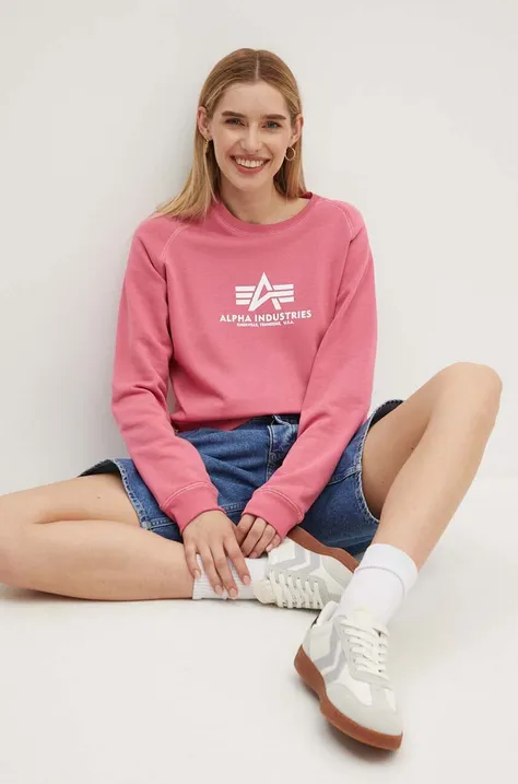 Alpha Industries bluza New Basic Sweater Wmn męska kolor różowy