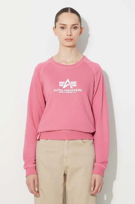 Кофта Alpha Industries New Basic Sweater Wmn чоловіча колір рожевий з принтом 196031.49-pink