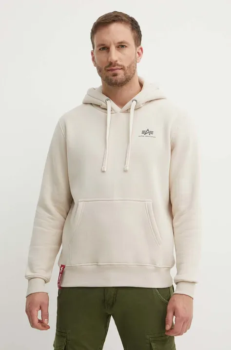 Mikina Alpha Industries Sweats & Hoodys Basic Hoody Small Logo 196318.578, pánska, biela farba, s kapucňou, s nášivkou