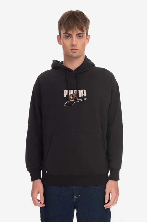 Puma cotton sweatshirt men's black color