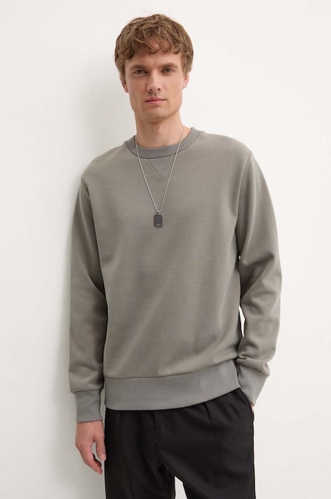 A.P.C. hanorac de bumbac Sweat Duck bărbați, culoarea gri, uni COGAW.M27771-KHAKI