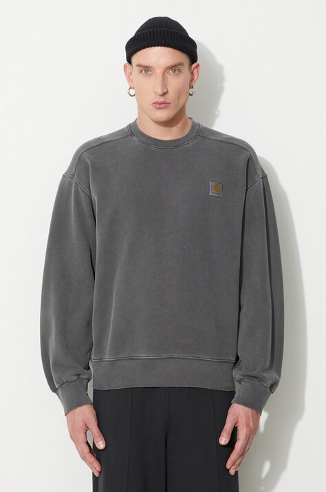 Carhartt WIP cotton sweatshirt Nelson Sweat men's gray color smooth