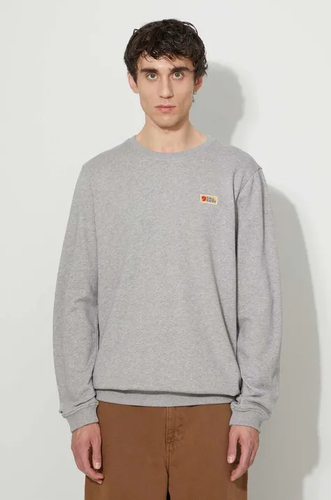 Fjallraven cotton sweatshirt Vardag men's gray color