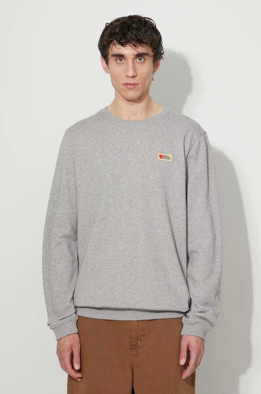 Fjallraven cotton sweatshirt Vardag men's gray color