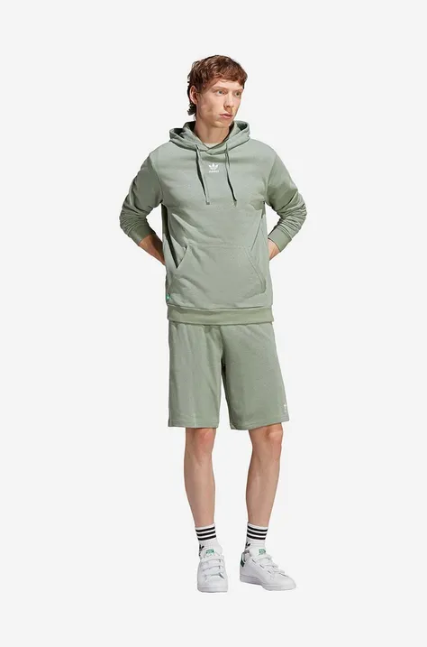 Pulover adidas Originals Ess+ Hoody H moški, zelena barva, s kapuco