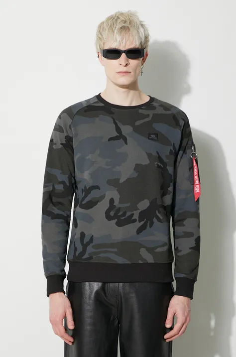 Alpha Industries bluză bărbați, culoarea gri, cu model 158320C-black