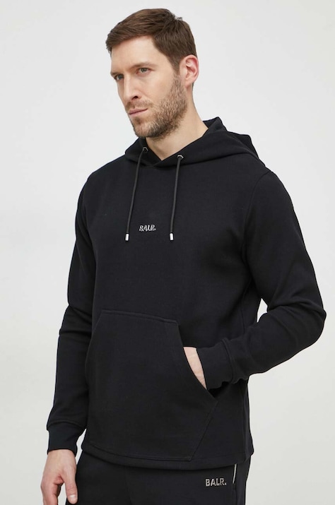 Μπλούζα BALR. Q-Series χρώμα: μαύρο, με κουκούλα B1261 1113