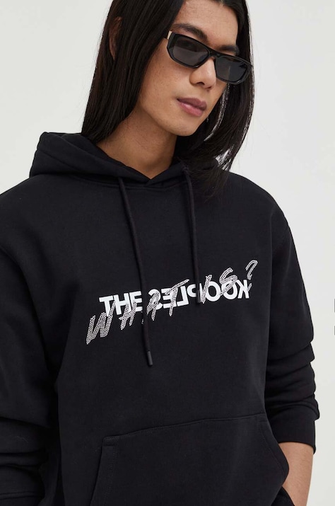 Βαμβακερή μπλούζα The Kooples χρώμα: μαύρο, με κουκούλα