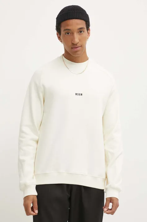 Bombažen pulover MSGM moški, bež barva, 2000MM503.200001