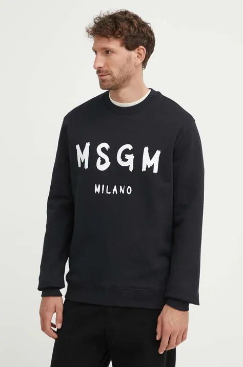 Bombažen pulover MSGM moški, črna barva, 2000MM513.200001