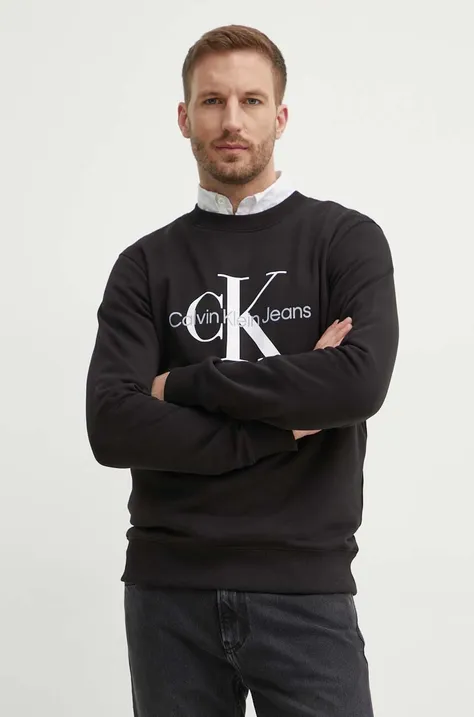 Хлопковая кофта Calvin Klein Jeans мужская цвет чёрный с принтом J30J320933