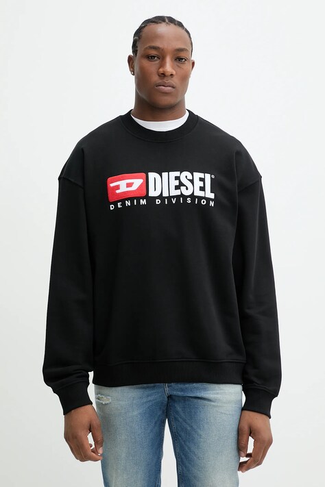 Diesel hanorac de bumbac S-BOXT-DIV SWEAT-SHIRT bărbați, culoarea negru, cu imprimeu, A15753.0GEAD