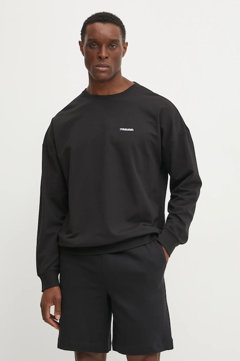 Домашен суичър Calvin Klein Underwear в черно с изчистен дизайн 000NM2300E