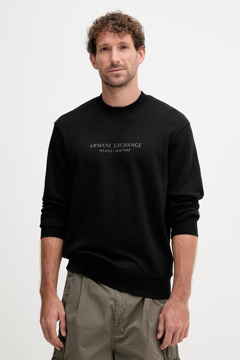 Armani Exchange bluza bawełniana męska kolor czarny z nadrukiem XM001284 AF20934