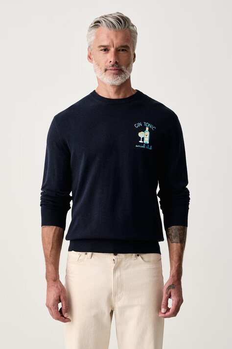 MC2 Saint Barth Sweter męski z wełną granatowy HER0024