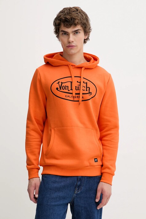 Von Dutch bluza męska kolor pomarańczowy z kapturem z nadrukiem VD.1.SWC.BRAND