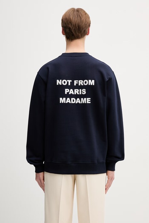 Drôle de Monsieur Le Sweatshirt Slogan bluza bawełniana męska granatowa PERM.SW149.CO127