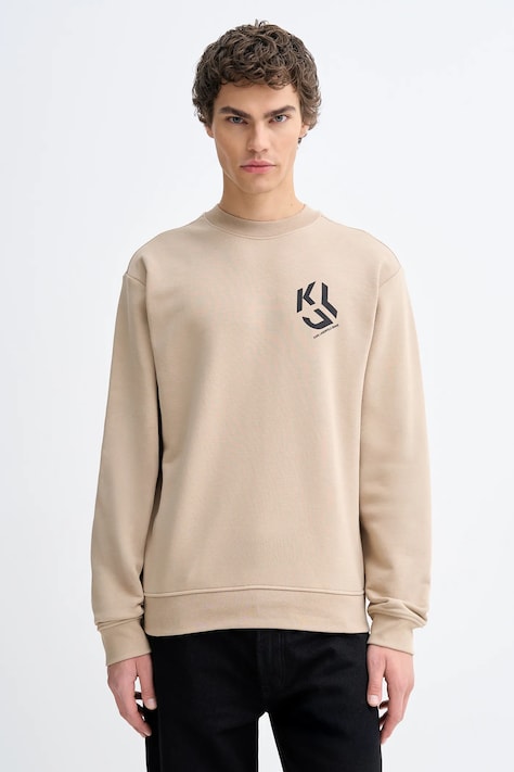 Karl Lagerfeld Jeans bluza męska kolor beżowy z nadrukiem B1M20050