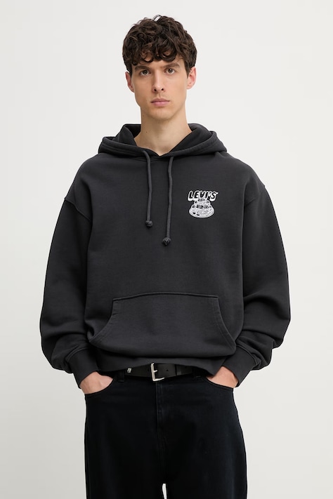 Levi's dukserica sa kapuljačom muška od pamuka LSE_T2 RELAXED GRAPHIC crna A2639-0065