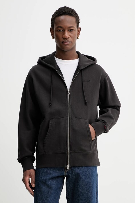 Levi's bluza AUTHENTIC męska kolor czarny z kapturem gładka A9265