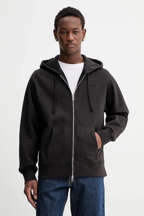 Levi's bluza AUTHENTIC męska kolor czarny z kapturem gładka A9265
