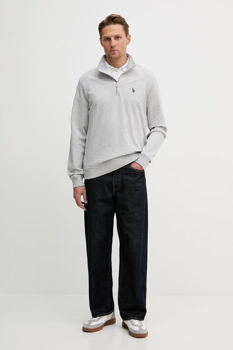 U.S. Polo Assn. кофта чоловіча з бавовною DHM LB 1/4 ZIP — AA00-BLM1IK, сірий — фото 2