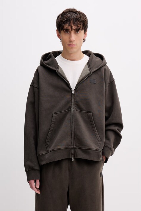 Vans bluza rozpinana z kapturem męska z bawełną Premium LX Full Zip zielona VN000T78EMV1