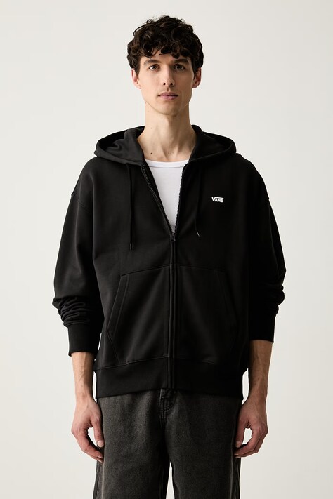Vans mikina na zips s kapucňou pánska bavlnená čierna VN0010GGBLK1