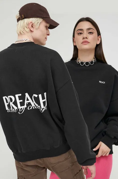 Bombažen pulover Preach črna barva