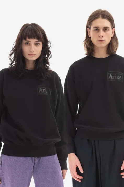 Памучен суичър Aries Premium Temple Sweatshirt в черно с принт AR20000 BLACK