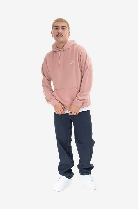 Кофта Converse колір рожевий з капюшоном з аплікацією 10023874.A13-PINK