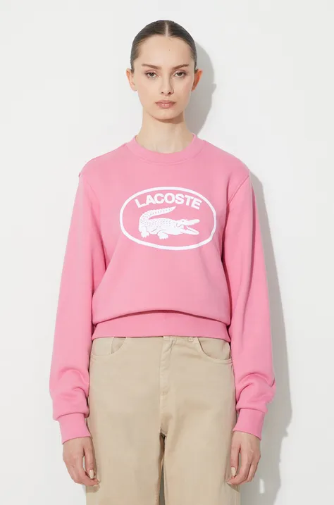 Lacoste cotton sweatshirt pink color