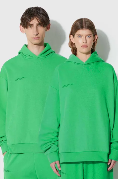 Βαμβακερή μπλούζα Pangaia χρώμα: πράσινο, με κουκούλα
