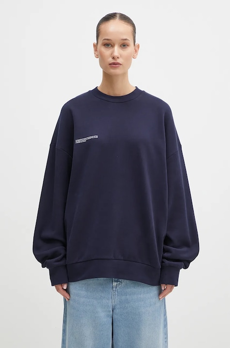 Pangaia cotton sweatshirt navy blue color with a print