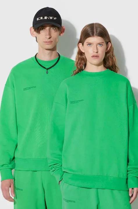 Pangaia bluza bawełniana kolor zielony z nadrukiem