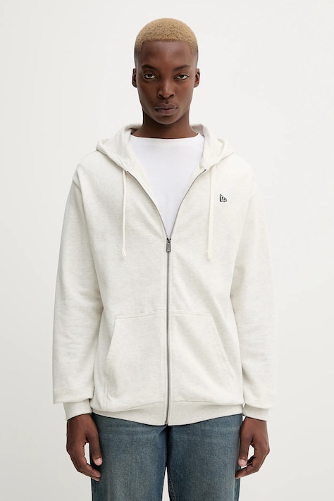 New Era bluză culoarea gri, cu glugă, melanj, 60752360