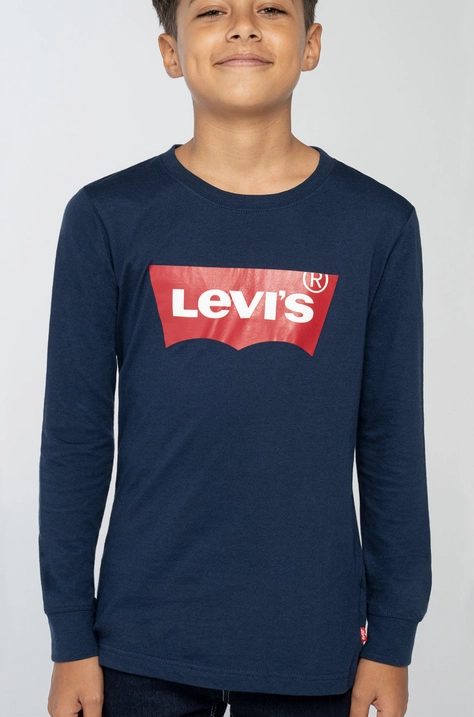 Otroški longsleeve Levi's mornarsko modra barva