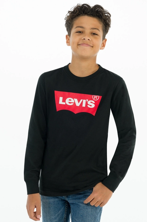 Levi's Longsleeve dziecięcy kolor czarny z nadrukiem