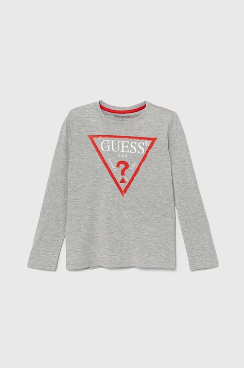 Guess longsleeve bawełniany dziecięcy kolor szary z nadrukiem L84I29 K8HM0