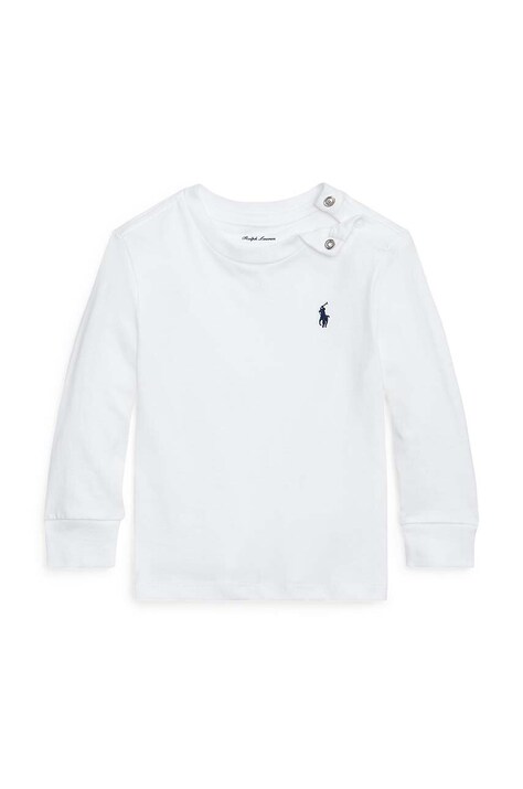 Polo Ralph Lauren longsleeve bawełniany niemowlęcy kolor biały gładki 320843804004