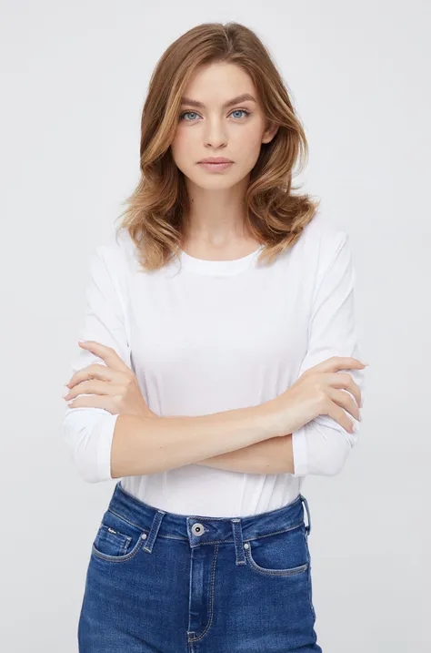 Bavlnené tričko s dlhým rukávom Armani Exchange biela farba,