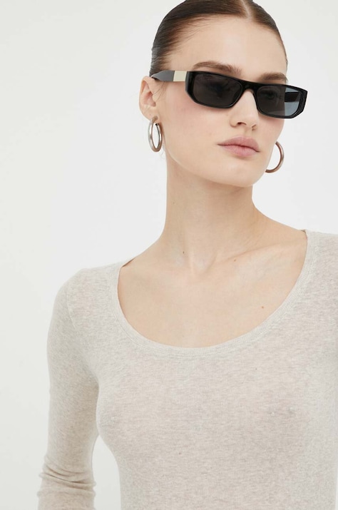 Хлопковый лонгслив American Vintage цвет серый