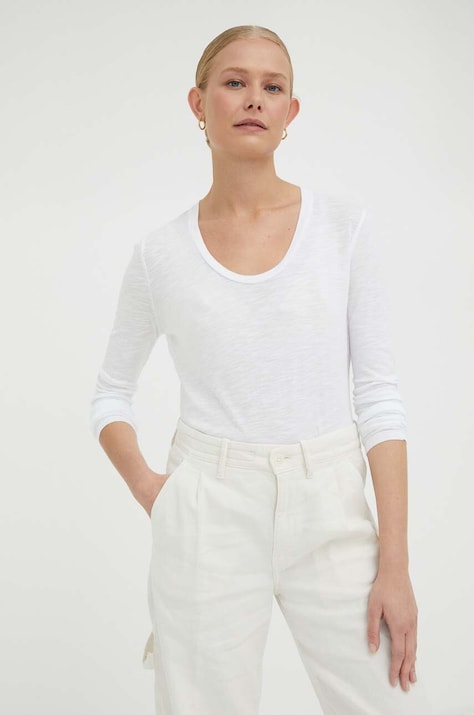 American Vintage longsleeve femei, culoarea alb