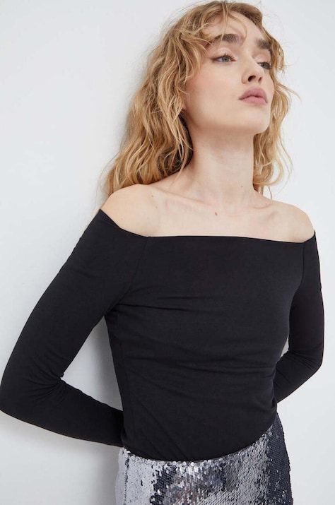 Longsleeve Samsoe Samsoe χρώμα: μαύρο